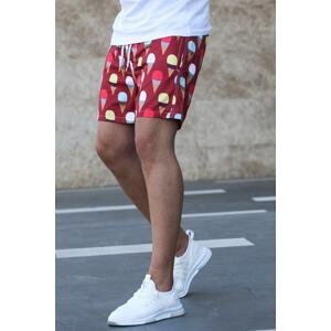 Madmext Printed Claret Red Beach Shorts 2639