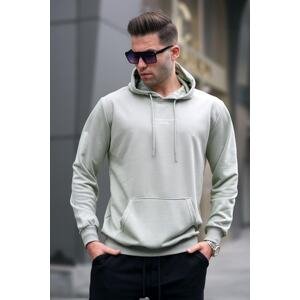 Madmext Men's Mint Green Hoodie with Printed Sweatshirts 6017