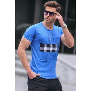 Madmext Plaid Saxe Blue T-Shirt 2896