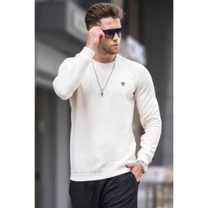 Madmext Ecru Crew Neck Regular Fit Basic Sweatshirt 5799