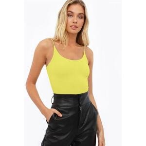 Madmext Mad Girls Yellow Threaded Bustier Mg965