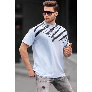 Madmext Men's Blue Patterned Over Fit T-Shirt 6116