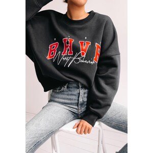 Madmext Mad Girls Black Embroidered Sweatshirt Mg813