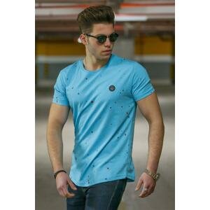 Madmext Spray Pattern Men's Blue T-Shirt 4505