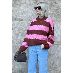 Madmext Pink Patterned Oversize Sweater