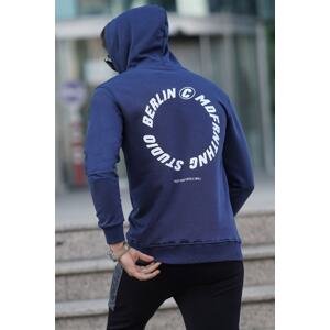 Madmext Navy Blue Printed Sweatshirt 5306