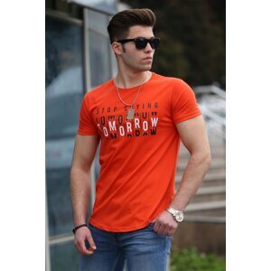 Madmext Men's Printed Orange T-Shirt 4482