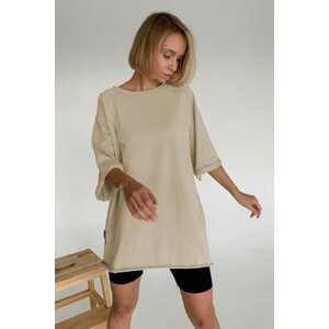 Madmext Camel Oversize Women's Basic T-Shirt