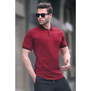 Madmext Men's Burgundy Regular Fit Polo Neck T-Shirt 6105