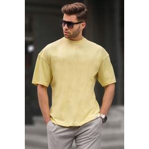 Madmext Men's Yellow Oversize Fit Basic T-Shirt 6066