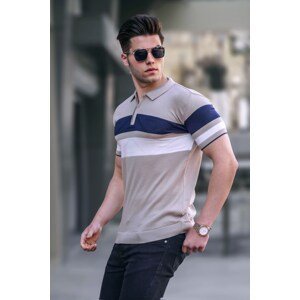 Madmext Men's Mink Polo Neck Zippered T-Shirt 5730