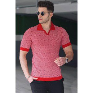 Madmext Men's Red Polo Neck T-Shirt 5077