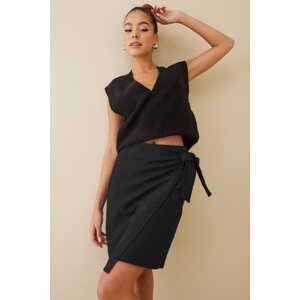 Madmext Women's Black Basic Tie Fabric Skirt