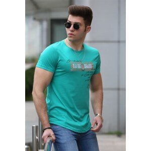 Madmext Men's Printed Turquoise T-Shirt 4478