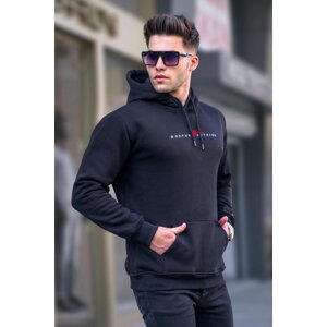 Madmext Black Basic Hooded Sweatshirt 6002