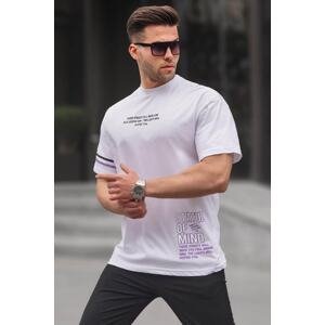 Madmext Men's White Regular Fit Printed T-Shirt 6087