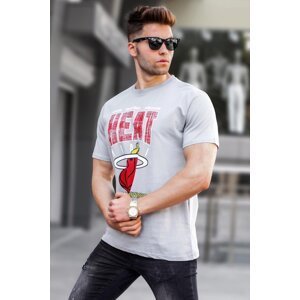 Madmext Men's Dyed Gray Printed Regular Fit T-Shirt 5812