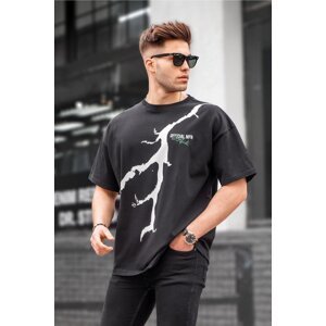 Madmext Men's Black Patterned Oversize T-Shirt