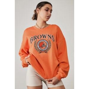 Madmext Mad Girls Women's Orange Printed Sweatshirt