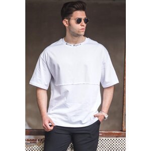 Madmext Men's White Oversize Printed T-Shirt 5250