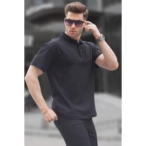 Madmext Men's Black Polo Neck Basic T-Shirt 6126