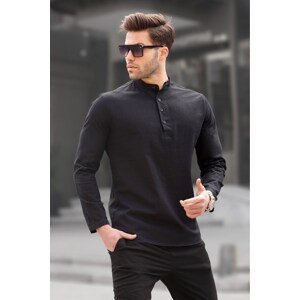 Madmext Men's Black Linen Regular Fit Shirt 5586