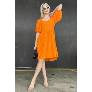 Madmext Orange Decollete Basic Short Dress