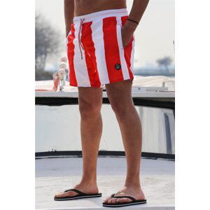 Madmext Men's Red Striped Beach Shorts 6360