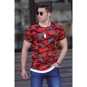 Madmext Men's Camouflage Patterned Burgundy T-Shirt 4480