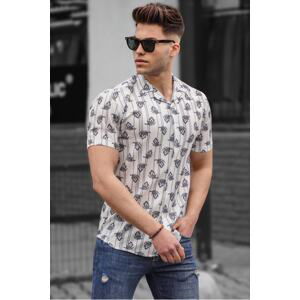 Madmext Men's White Short Sleeve Patterned Shirt