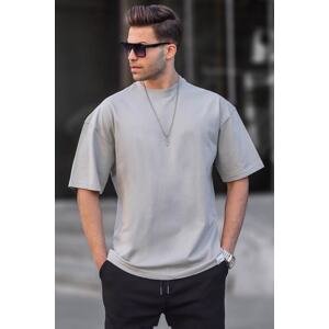 Madmext Men's Dyed Gray Oversize Fit Basic T-Shirt 6066