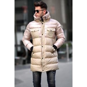 Madmext Beige Pocket Detailed Hooded Puffer Coat 5742