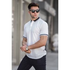 Madmext White Basic Polo Neck T-Shirt 5893