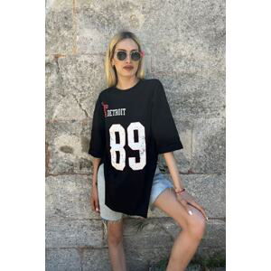 Madmext Mad Girls Black Printed T-Shirt Mg990