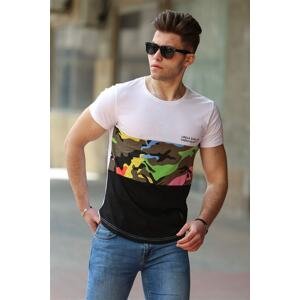 Madmext Camouflage Patterned White T-Shirt 3003