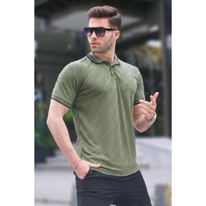 Madmext Khaki Green Polo Neck Regular Fit Men's T-shirt 6110