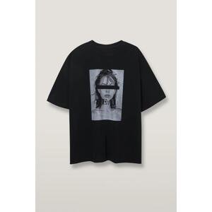 Madmext Women's Black Oversize Printed T-Shirt
