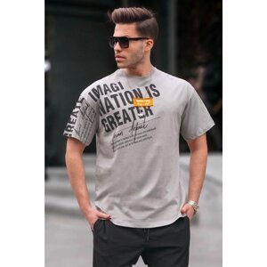 Madmext Men's Dyed Gray Printed T-Shirt 6073