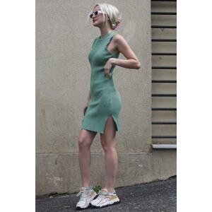 Madmext Green Zero Sleeve Mini Basic Dress