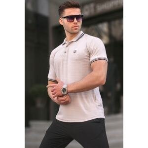 Madmext Men's Dyed Gray Basic Regular Fit Polo Neck T-Shirt 6100