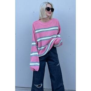 Madmext Pink Striped Knitwear Sweater