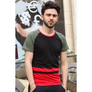 Madmext Striped Detail Black T-Shirt 3014