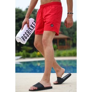 Madmext Crest Detailed Red Marine Shorts 2944