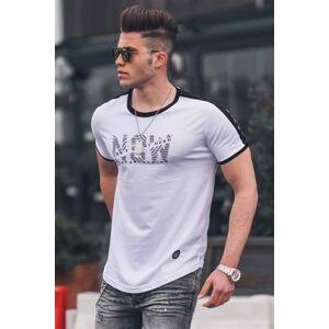 Madmext Men's White Embroidered T-Shirt 4564