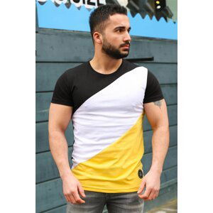 Madmext Color Block Black T-Shirt 3018