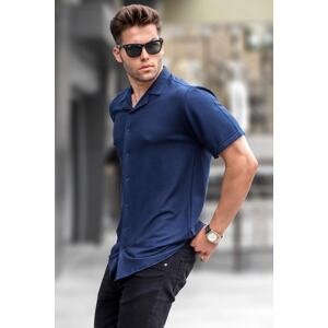 Madmext Men's Navy Blue Short Sleeve Shirt 5500