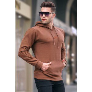 Madmext Brown Basic Sweatshirt with a Hoodie 6014