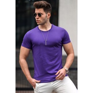 Madmext Crew Neck Basic T-Shirt Purple 3006