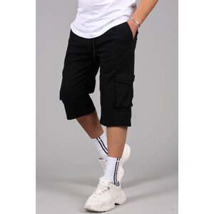 Madmext Men's Black Gabardine Cargo Pocket Capri Shorts 5754