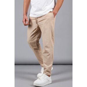 Madmext Beige Muslin Fabric Men's Basic Trousers 5491